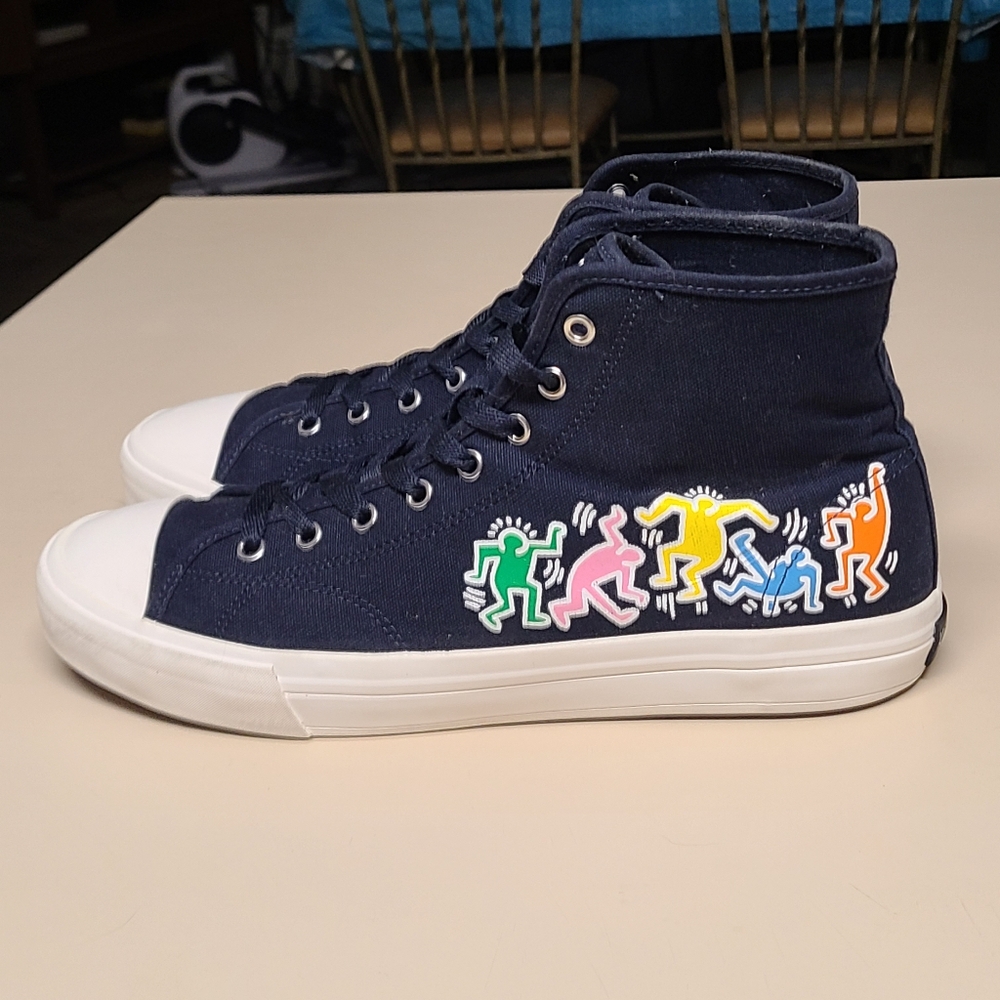 H&M X Keith Haring "The Dance" Canvas hi top sneaker size 11 1/2